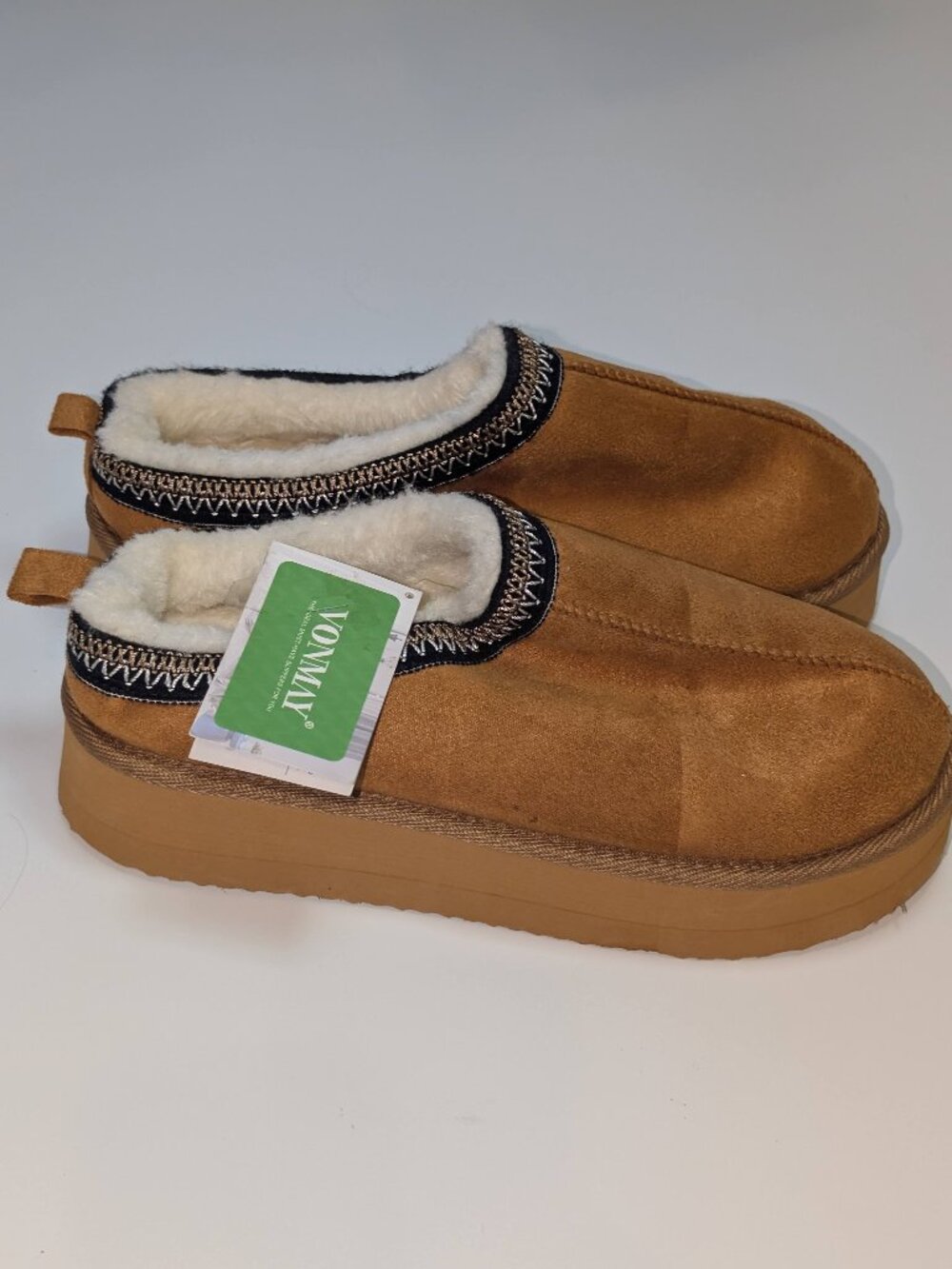 Vonmay Women's Cozy Platform Slippers, Warm Faux Fleece-Lined Indoor Outdoor